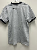 Gray athletic shirt with black "Bridgton Academy" text in small font printed between the shoulders